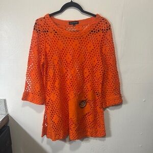 Orange Crochet Top Ronnie Salloway size large